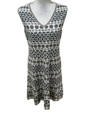D.Exterior Neck Sleeveless knit Midi Dress Black/Cream Geometric italy medium